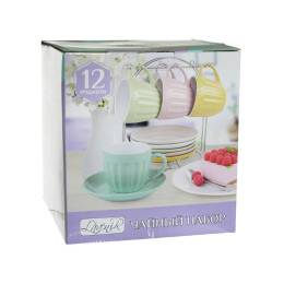 Чайный сервиз 12 предметов 240мл на подставке "Соты" 75174