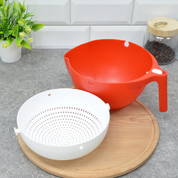 Дуршлаг с миской 2в1 с ручкой многофункциональный