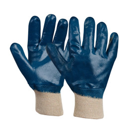 Перчатки маслобензостойкие, обливные синие, узкий манжет 90гр