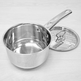 Ковш 2л нержавеющая сталь с крышкой, тройное дно