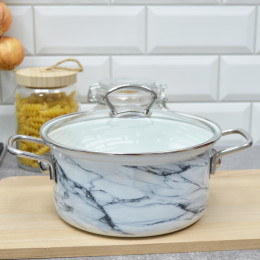 Набор кастрюль "Белый мрамор-1-Элит" белый