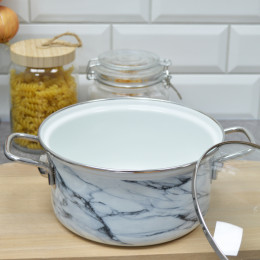 Набор кастрюль "Белый мрамор-1-Элит" белый