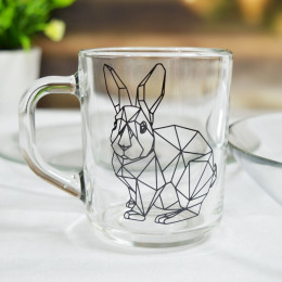 Набор детской посуды 3 предмета "Графический кролик" в ассортименте