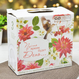 Набор детской посуды 3 предмета "Графический кролик" в ассортименте