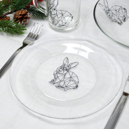 Набор детской посуды 3 предмета "Графический кролик" в ассортименте