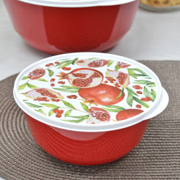 Комплект мисок 3шт 1л, 2л, 3л "Bergamo" с крышками с декором красный