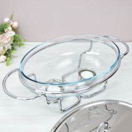 Мармит 2л стеклянный с крышкой нерж, с 2 свечами MB 20883