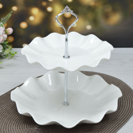 Блюдо 2-х ярусное "Маршмеллоу" d19/24см, h25см