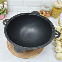 Казан 16л чугунный с крышкой, круглое дно, BARAKA Узбекистан