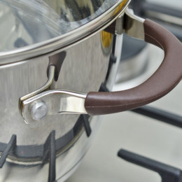 Кастрюля 3,4л нерж, капсульное дно Barton Steel коричневые ручки