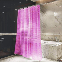 Штора для ванной 180*180см однотонная 3D розовая