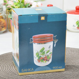 Банка 900мл с клипсой "Вишня"