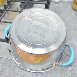 Кастрюля 5,5л нерж, капсульное дно Barton Steel коричневые ручки