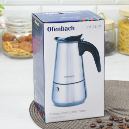 Кофеварка гейзерная 300мл на 6 порций из нержавеющей стали