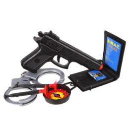 Игровой набор Полиция, пистолет, стрелы с присосками 2шт, наручники, компас, значок, пакет M6093