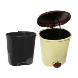 Ведро 12л с педалью бежевый/темно-коричневый