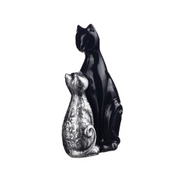 Фигурка "Кошка с котенком" 16*25,5см цвет: черный с серебром