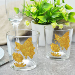 Набор стаканов 6шт 250мл Бабочка 3D низкие