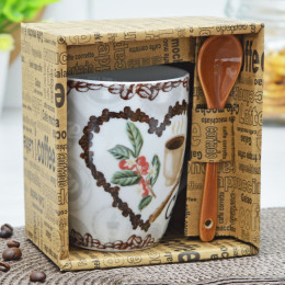 Кружка бочка 340мл с ложкой Просто кофе