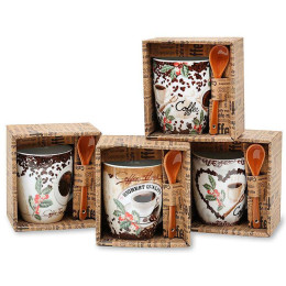 Кружка бочка 340мл с ложкой Просто кофе