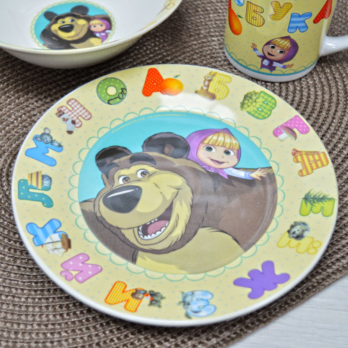Набор детской посуды 3 предмета "Маша и Медведь. Азбука"