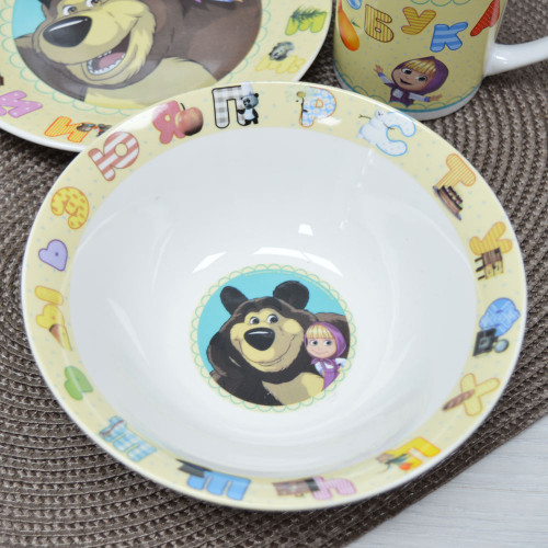 Набор детской посуды 3 предмета "Маша и Медведь. Азбука"
