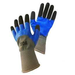 Перчатки нейлон сине-серые с черными пальцами, полный вспен.нитрил облив "MASTER" 53гр 701-018