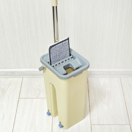 Набор для уборки "Селфи" ведро с отжимом, швабра, две насадки