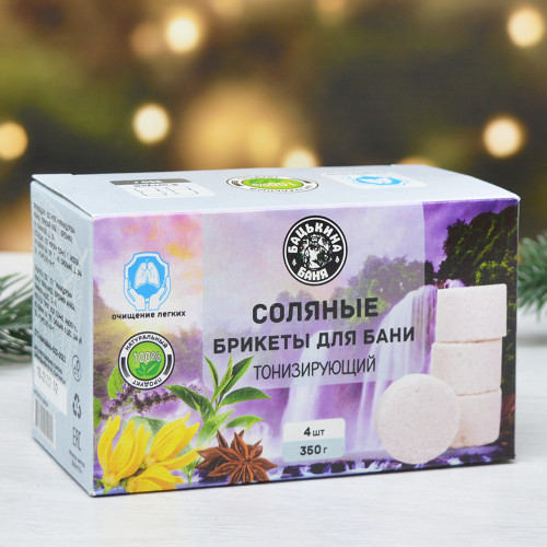 Соляные брикеты для бани "Тонизирующий" 350гр, тм "Бацькина баня"
