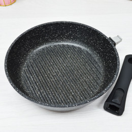 Сковорода-гриль 26см со съмной ручкой Гранит тм Традиция