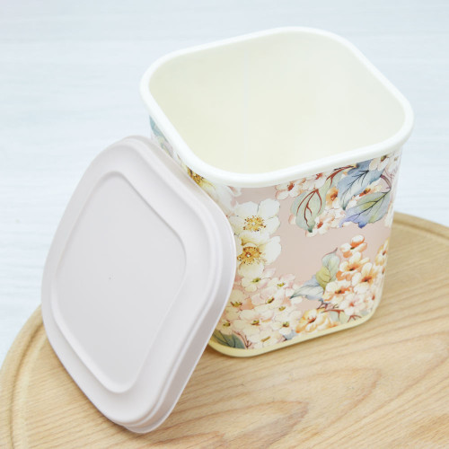 Емкость для сыпучих продуктов 1,1л с декором бежевый