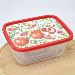 Комплект контейнеров для продуктов 3шт 0,5л; 0,85л; 1,5л, прямоугольные с декором красный