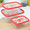 Комплект контейнеров для продуктов 3шт 0,5л; 0,85л; 1,5л, прямоугольные с декором красный