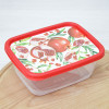 Контейнер для продуктов 0,85л прямоугольный с декором красный