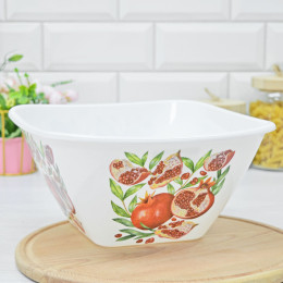 Миска 4л квадратная "Bergamo" с декором белый