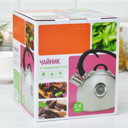 Чайник 2,6л со свистком нержавеющая сталь ручка soft-touch TM Appetite