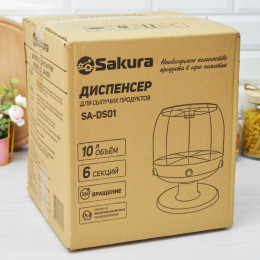 Диспенсер для сыпучих продуктов 6 секций 10л вращающийся SA-DS01