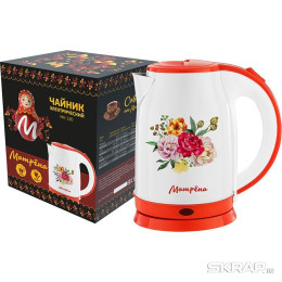 Чайник МАТРЁНА MA-120 электрический 1,8 л стальной цветы