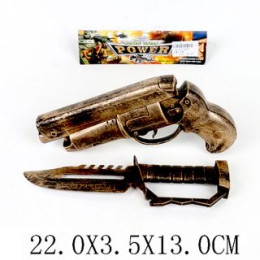 Игровой набор, пистолет трещ., нож, пакет 329-6