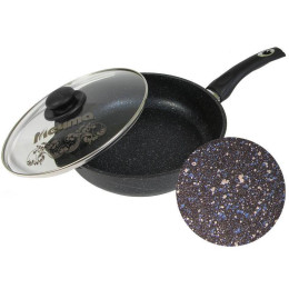 Сковорода 28см Гранит star со стеклянной крышкой