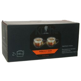 Набор чашек 2шт 150мл с двойными стенками AROMA стекло