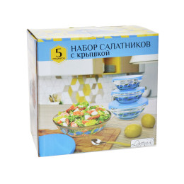 Набор салатников 5 предметов с крышками 80369