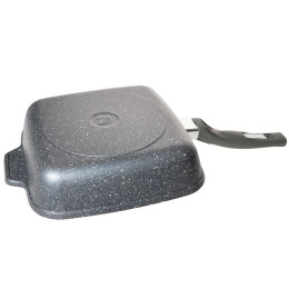 Сковорода 24*24см Гранит с несъемной ручкой и стеклянной крышкой