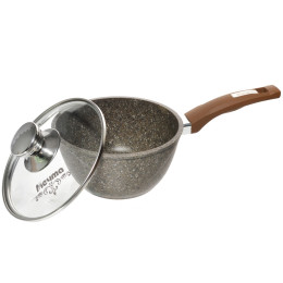 Ковш 1,7л Premium mokko с несъемной ручкой и стеклянной крышкой