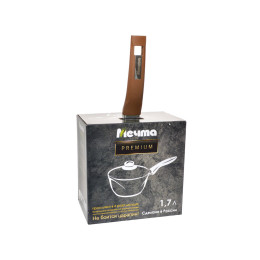 Ковш 1,7л Premium mokko с несъемной ручкой и стеклянной крышкой