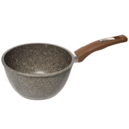 Ковш 1,7л Premium mokko с несъемной ручкой и стеклянной крышкой