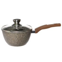 Ковш 1,7л Premium mokko с несъемной ручкой и стеклянной крышкой