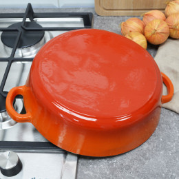 Жаровня 2л чугунная эмалированная, стеклянная крышка тм MYRON COOK