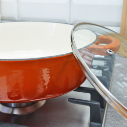 Жаровня 2л чугунная эмалированная, стеклянная крышка тм MYRON COOK