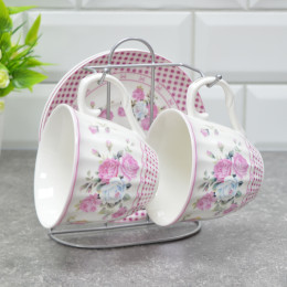 Чайный набор 4 предмета 230мл на подставке 86327